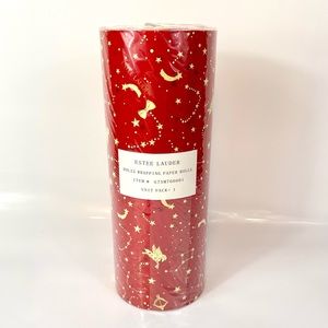 Brand New Estee Lauder Red Celestial Holiday Gift Wrapping Paper Roll 12”